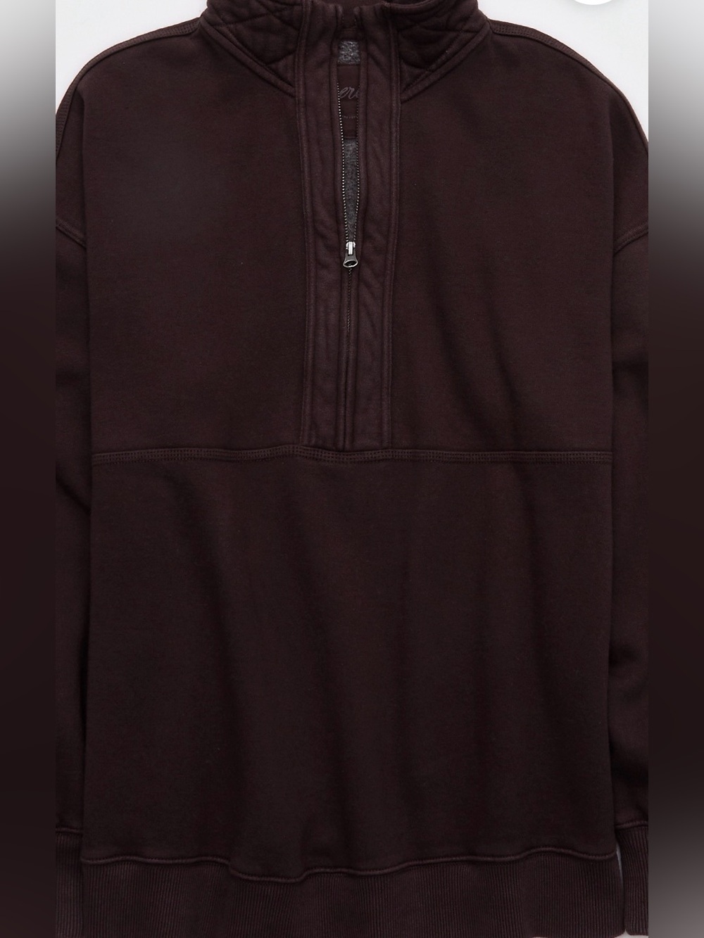 Aerie oh zip! Deep Earth Quarter-Zip Sweatshirt, size L, NWT - Picture 5 of 5